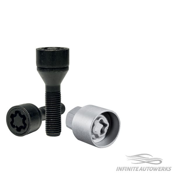 Mercedes-Benz OEM Style Wheel Lug Locks M14x1.5, R14 Ball Seat, Hex 17, One Key *ITALIAN MADE*