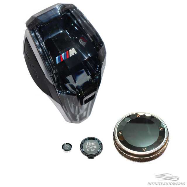BMW OE Style Crystal Kit G Series 4-Piece Kit - Shift Knob + Start Button + Media Dial + Volume Knob